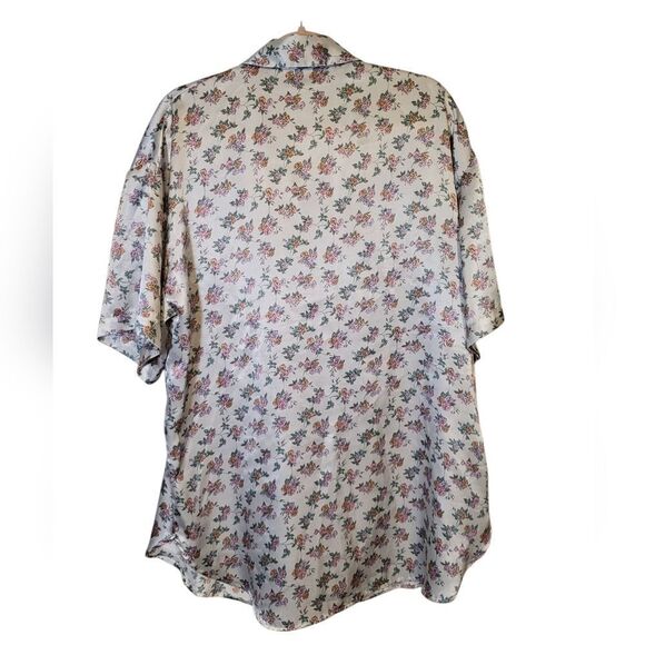 Sarah Spencer Vintage Silky White & Pink Dainty Floral Pajama Set, Size L - Picture 5 of 11